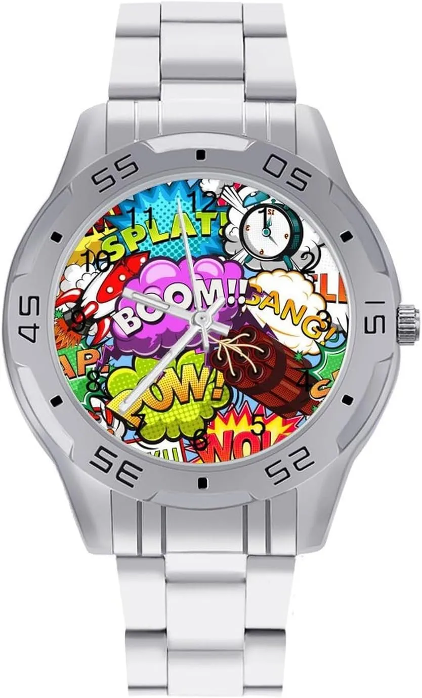 Stainless Steel Band Work Party Comic Style Cute Classic Wrist Watches for endanger auditorium purposely Men Casual Business Dress Watch with 