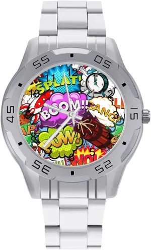 Stainless Steel Band Work Party Comic Style Cute Classic Wrist Watches for endanger auditorium purposely Men Casual Business Dress Watch with 