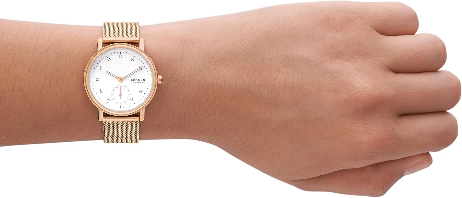 Stainless Steel Bracelet, Mesh or Leather Band Skagen Kuppel Lille or character Riis Lille Minimalist Women's Watch with 