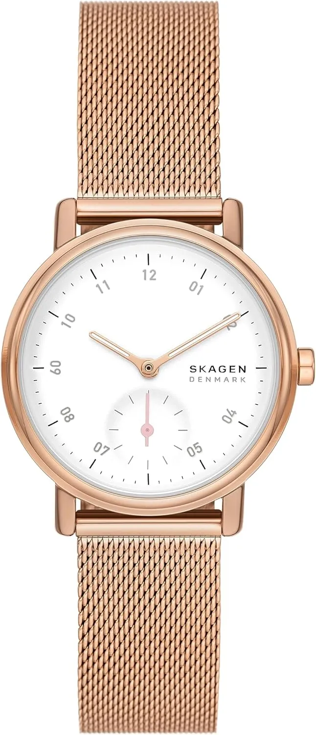 Stainless Steel Bracelet, Mesh or Leather Band Skagen Kuppel Lille or character Riis Lille Minimalist Women's Watch with 