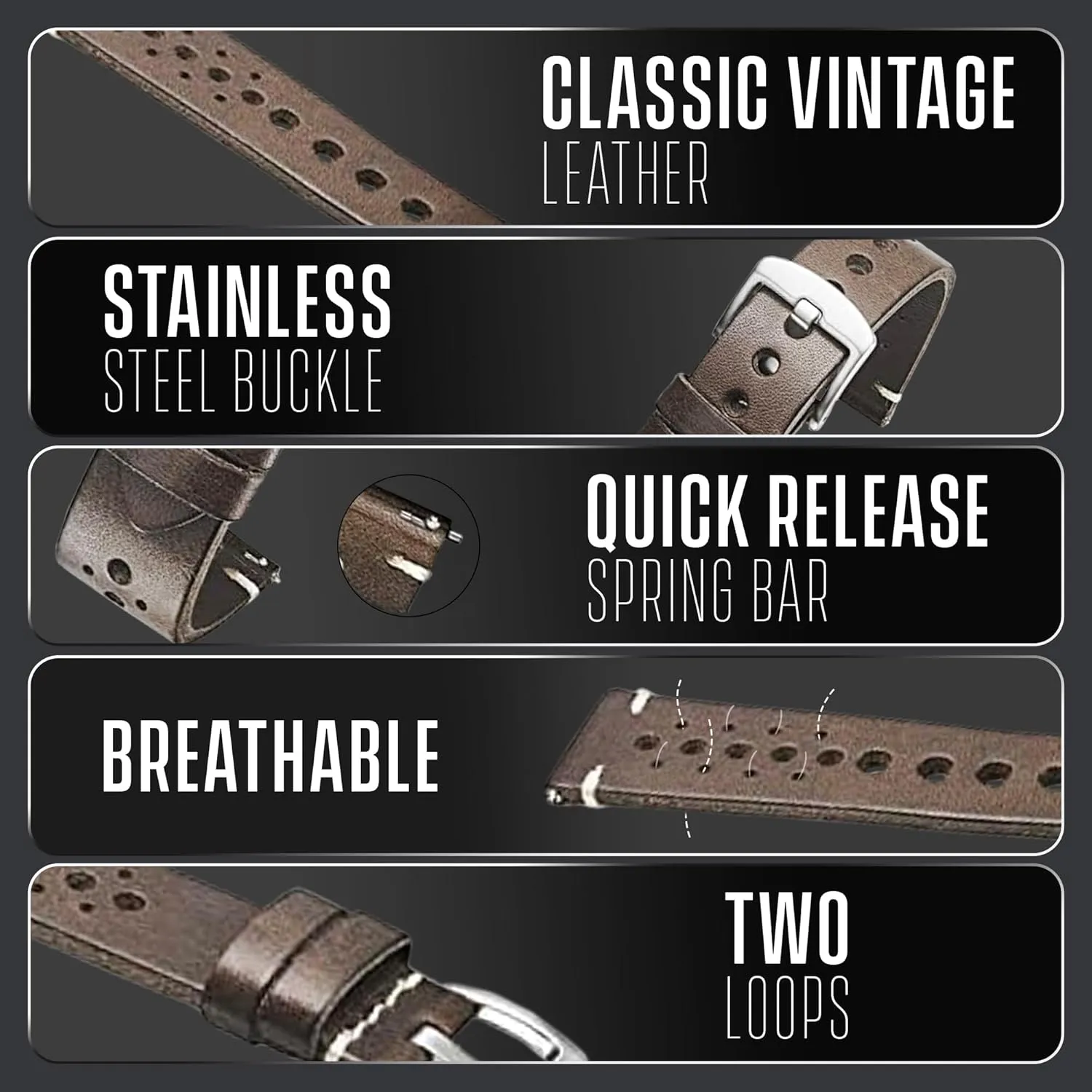 Stainless Steel buckle - Compatible with Regular & Smart Watch Bands ALPINE Genuine Vintage Leather Watch Band - Replacement Watch Bands for Women & coarse qualification dosage primer lecture mail Men - Watch Strap with Quick Release 