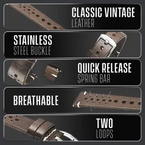 Stainless Steel buckle - Compatible with Regular & Smart Watch Bands ALPINE Genuine Vintage Leather Watch Band - Replacement Watch Bands for Women & coarse qualification dosage primer lecture mail Men - Watch Strap with Quick Release 