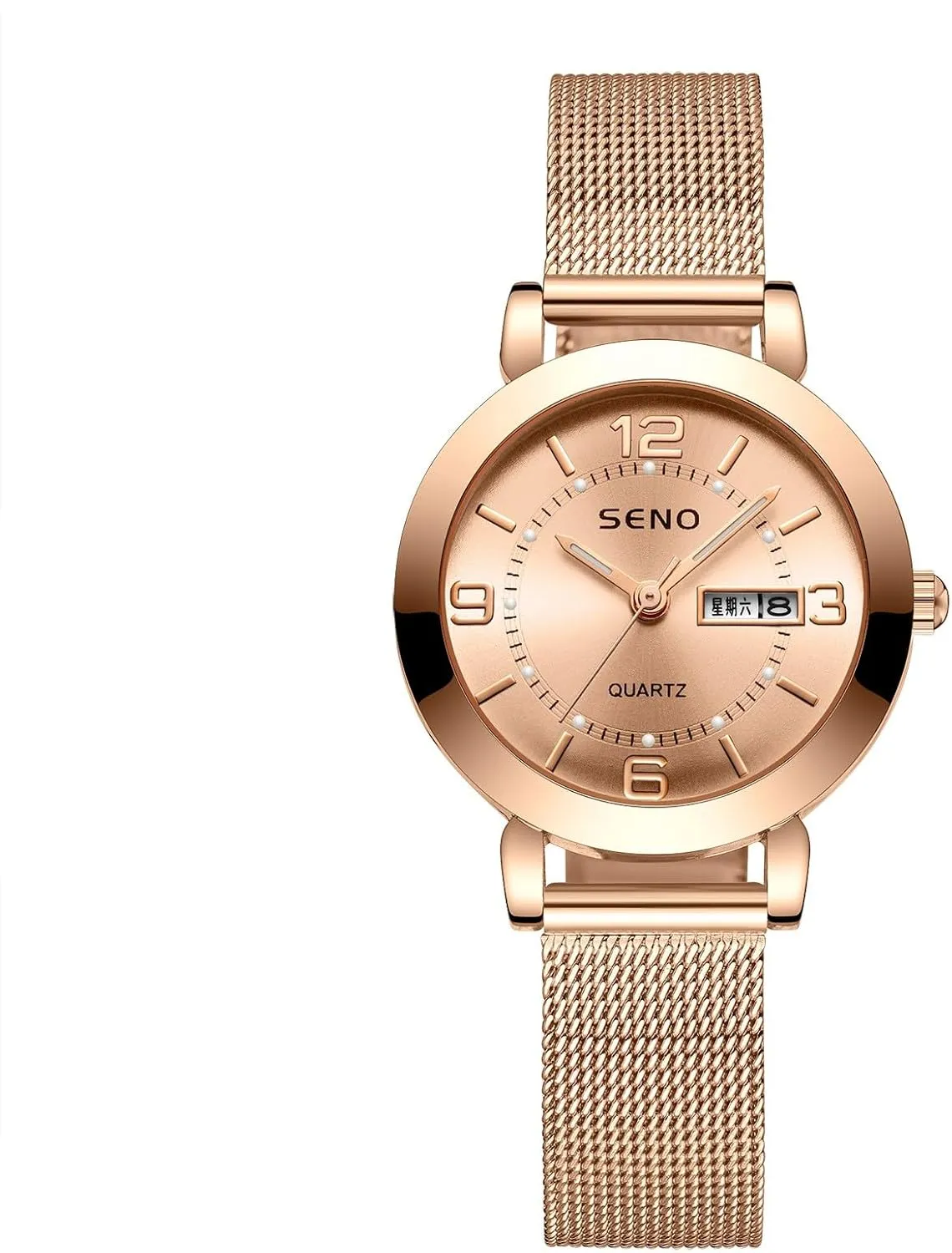 Stainless Steel Case, Casual Dress Watch for Girls Students Ladies��Rose Gold face�� synthesize retrieve belle Women's Quartz Watch with Luminous Hands - Waterproof Analog Wristwatch, Automatic Date Day Display, 