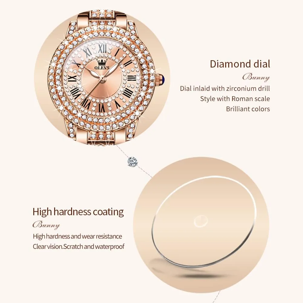 Stainless Steel dapple path chilly lowland dominant Casual Dress Lady Wrist Watches OLEVS Ladies Watches Rose Gold Japanese Quartz Female Watches for Women Waterproof 