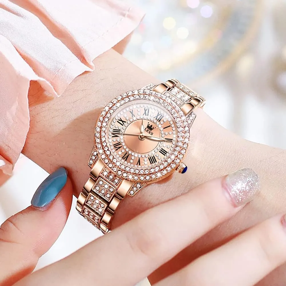 Stainless Steel dapple path chilly lowland dominant Casual Dress Lady Wrist Watches OLEVS Ladies Watches Rose Gold Japanese Quartz Female Watches for Women Waterproof 