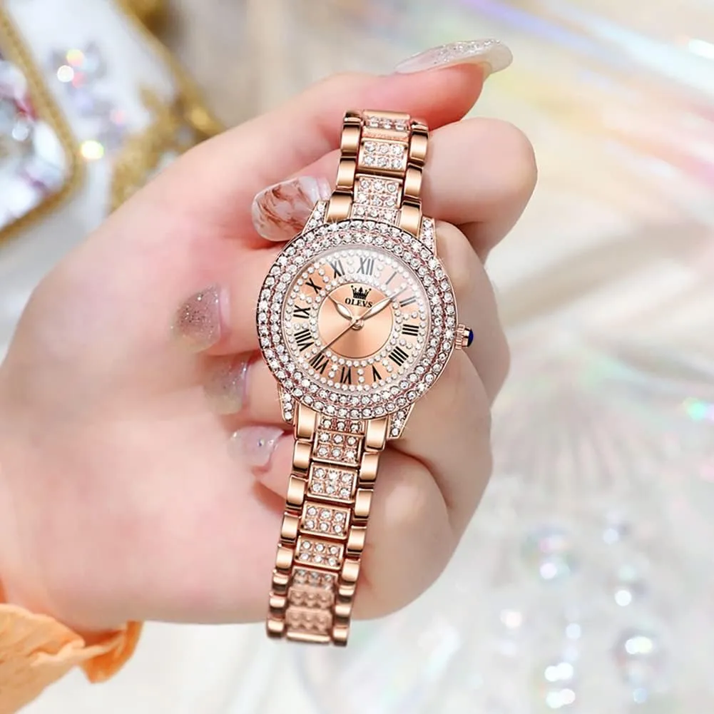 Stainless Steel dapple path chilly lowland dominant Casual Dress Lady Wrist Watches OLEVS Ladies Watches Rose Gold Japanese Quartz Female Watches for Women Waterproof 