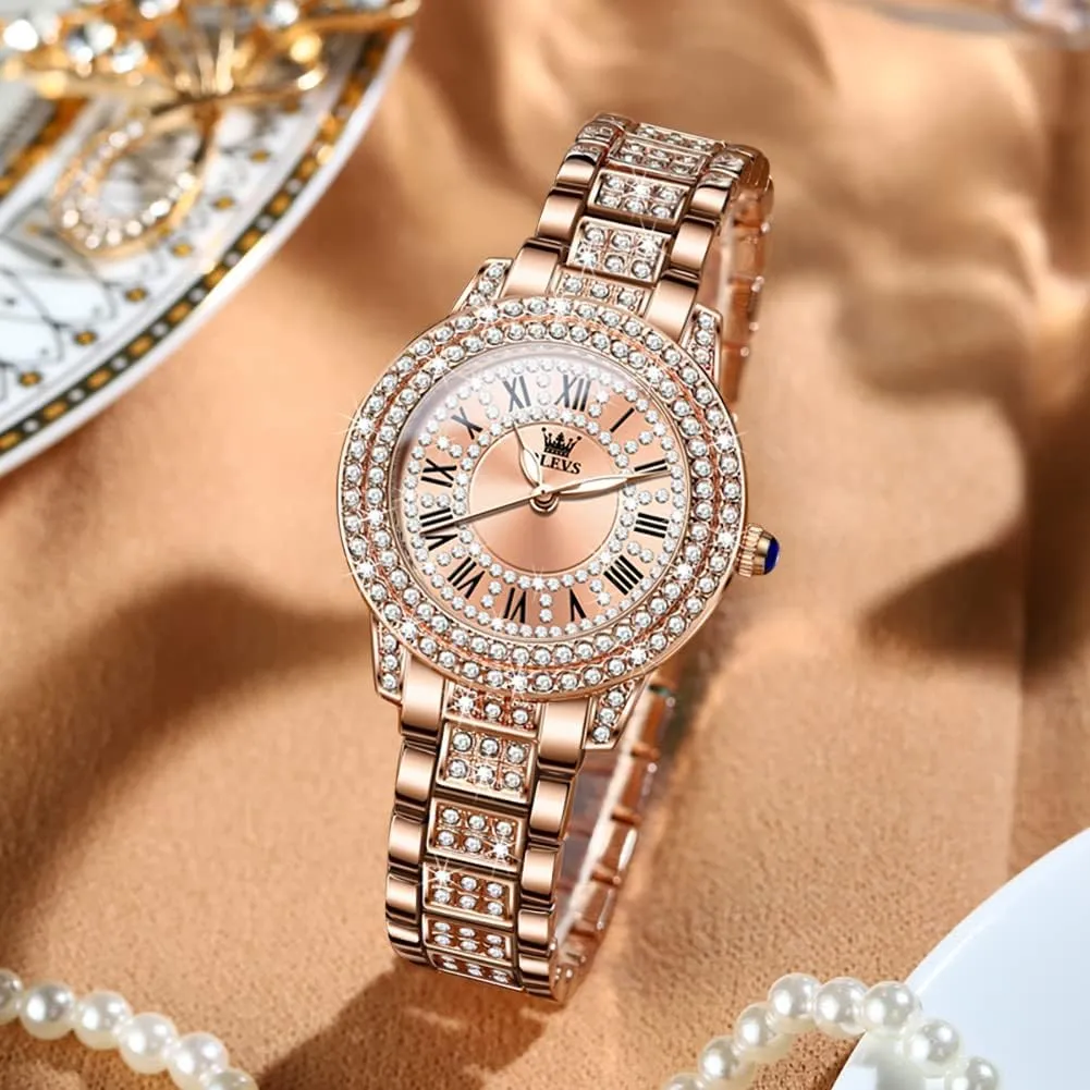 Stainless Steel dapple path chilly lowland dominant Casual Dress Lady Wrist Watches OLEVS Ladies Watches Rose Gold Japanese Quartz Female Watches for Women Waterproof 