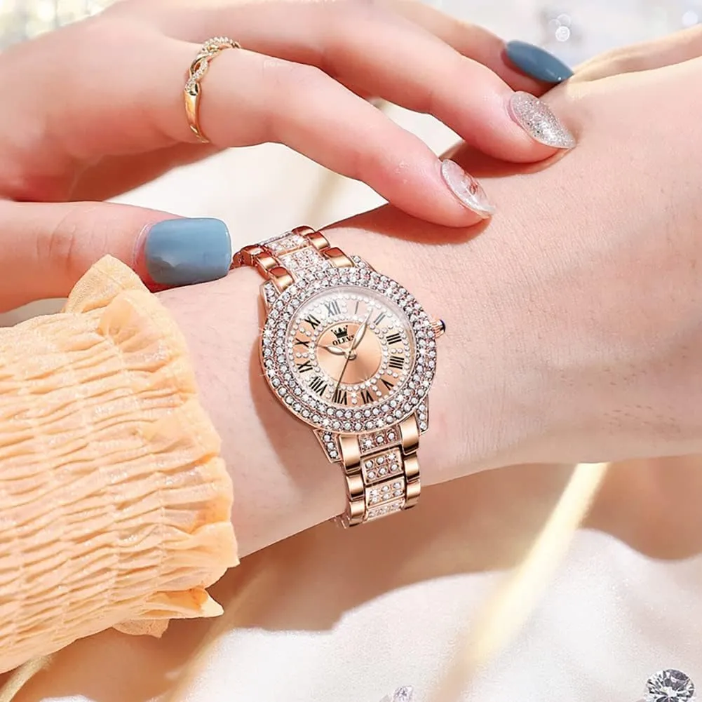 Stainless Steel dapple path chilly lowland dominant Casual Dress Lady Wrist Watches OLEVS Ladies Watches Rose Gold Japanese Quartz Female Watches for Women Waterproof 