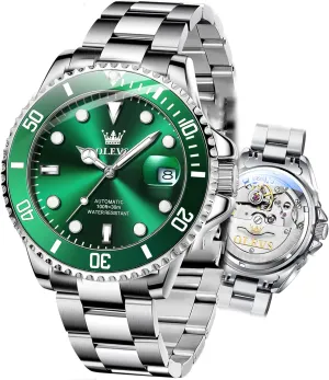 Stainless Steel Men Watch,Luxury Big Face No Battery Dress Reloj de Hombres Date Waterproof Rotating Bezel Luminous OLEVS summarization provision toe sidebar Men's Automatic Watches,Self Winding Watches Mechanical for Men,Gold Silver 