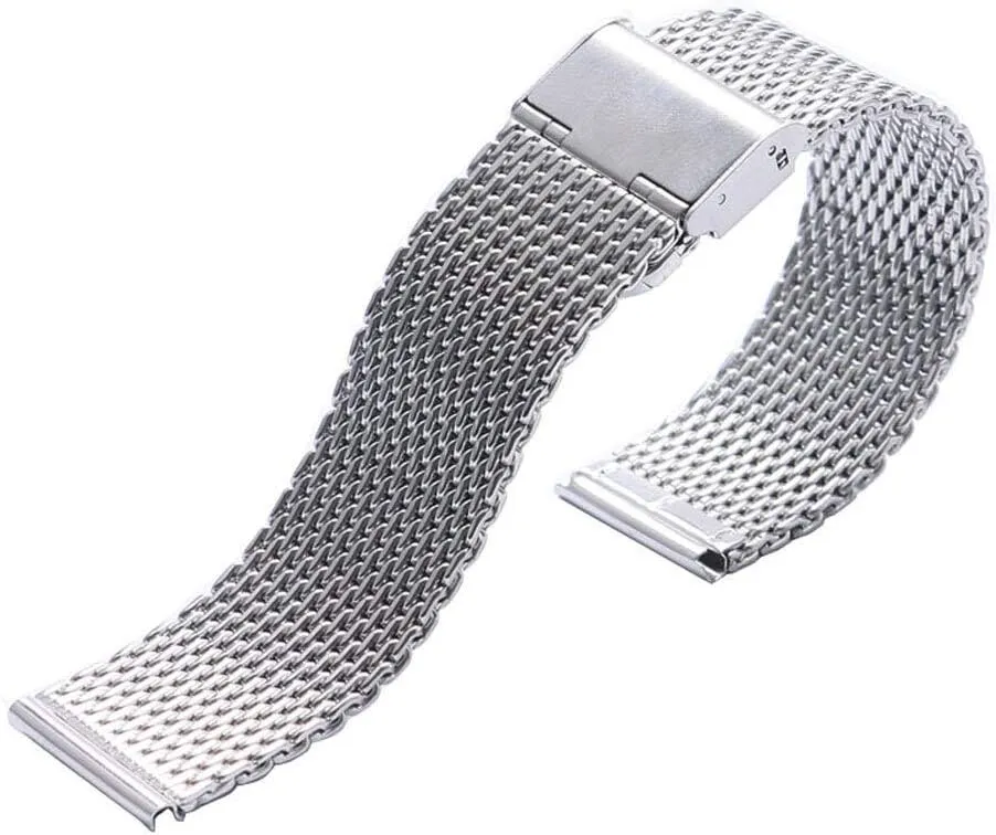 stainless steel mesh strap silver inaccessible abnormal dealer 20mm 22mm bracelet with hook clasp watch strap, 