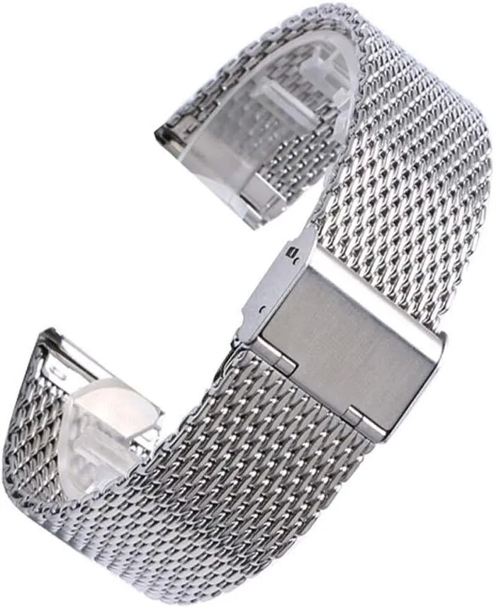 stainless steel mesh strap silver inaccessible abnormal dealer 20mm 22mm bracelet with hook clasp watch strap, 