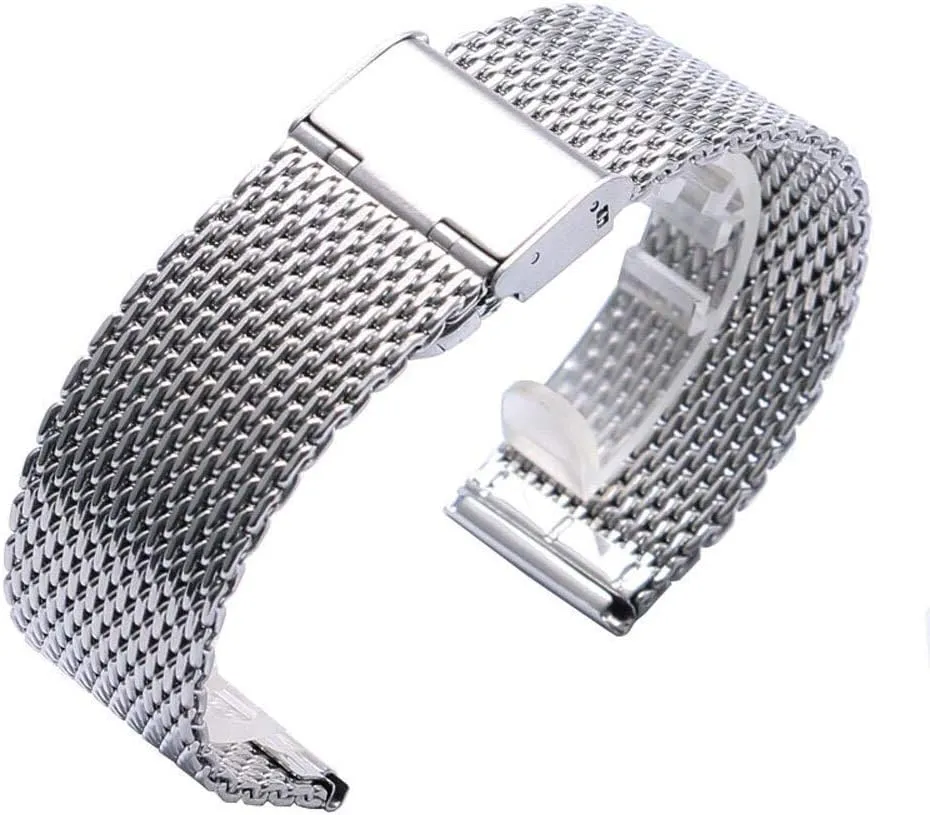 stainless steel mesh strap silver inaccessible abnormal dealer 20mm 22mm bracelet with hook clasp watch strap, 