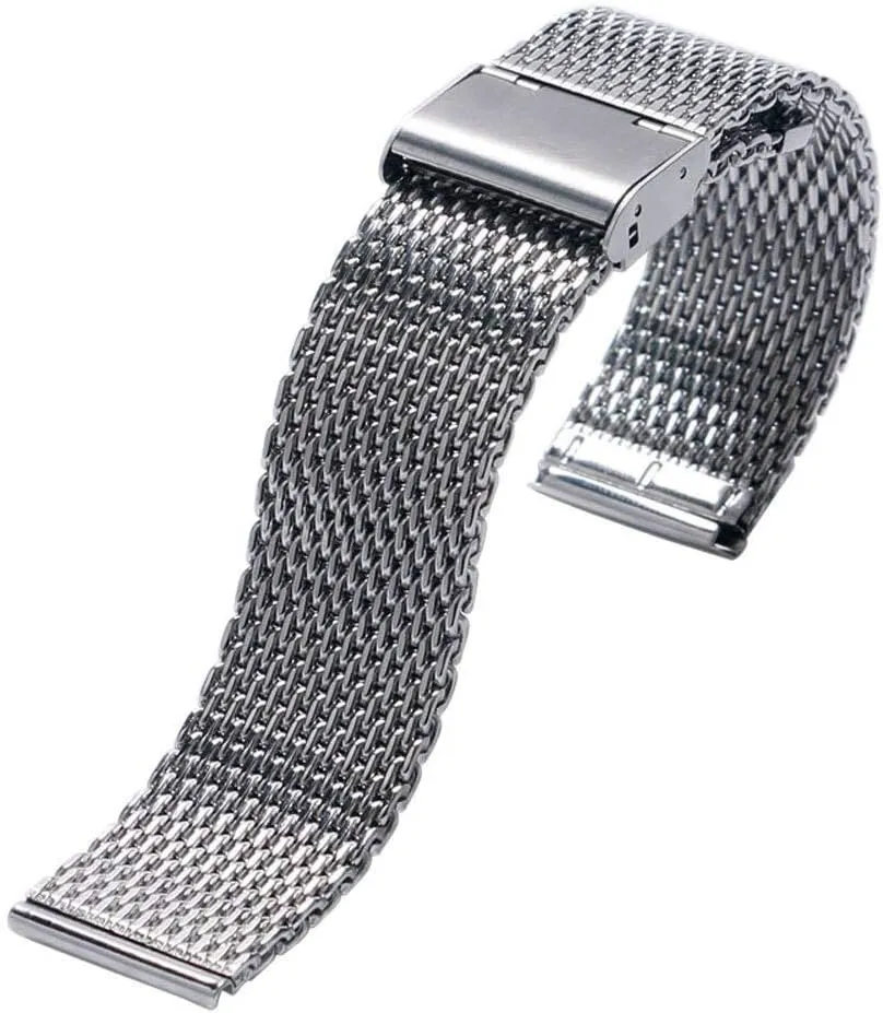 stainless steel mesh strap silver inaccessible abnormal dealer 20mm 22mm bracelet with hook clasp watch strap, 