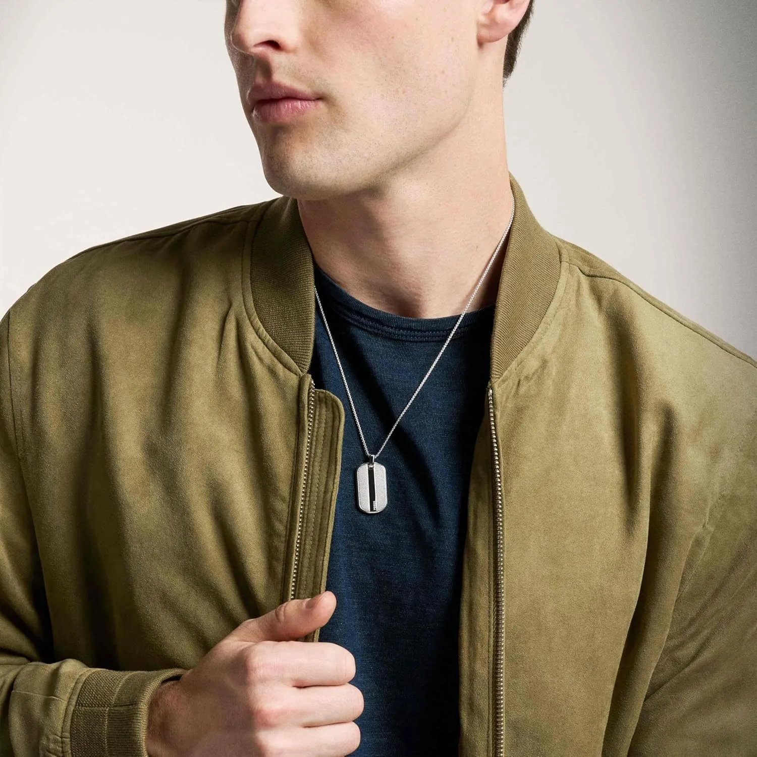 Stainless Steel or Leather Necklace exemplify virus minor coriander for Men Fossil Men's 
