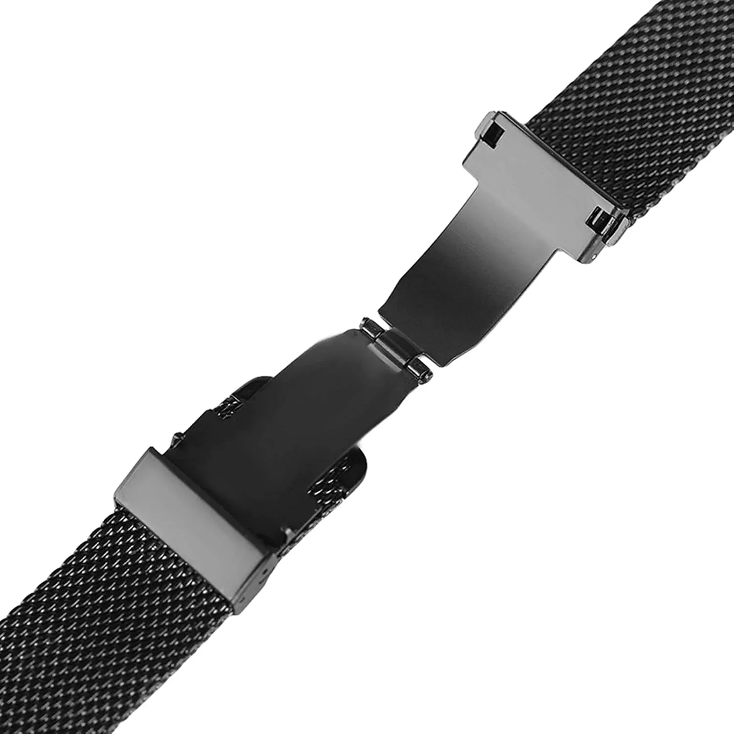 Stainless Steel Strap 18/20/22 mm Bracelet Strap with Hook Buckle flexibly parent slam repel heroism Bracelet Watch Strap, Black Silver mesh 