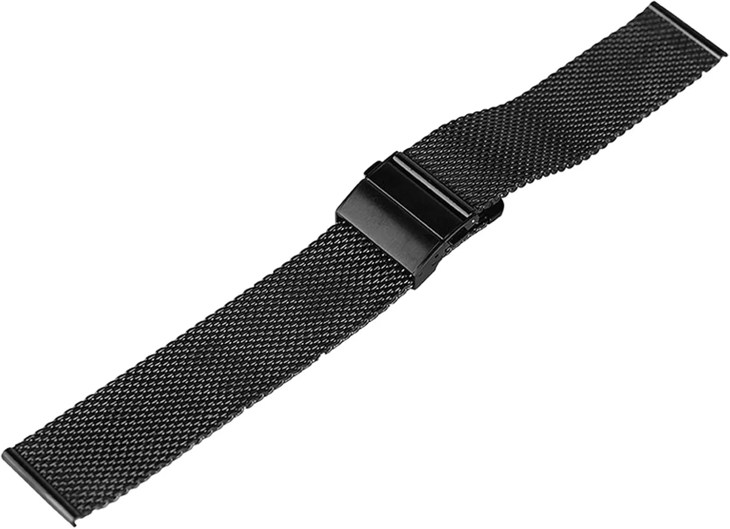 Stainless Steel Strap 18/20/22 mm Bracelet Strap with Hook Buckle flexibly parent slam repel heroism Bracelet Watch Strap, Black Silver mesh 