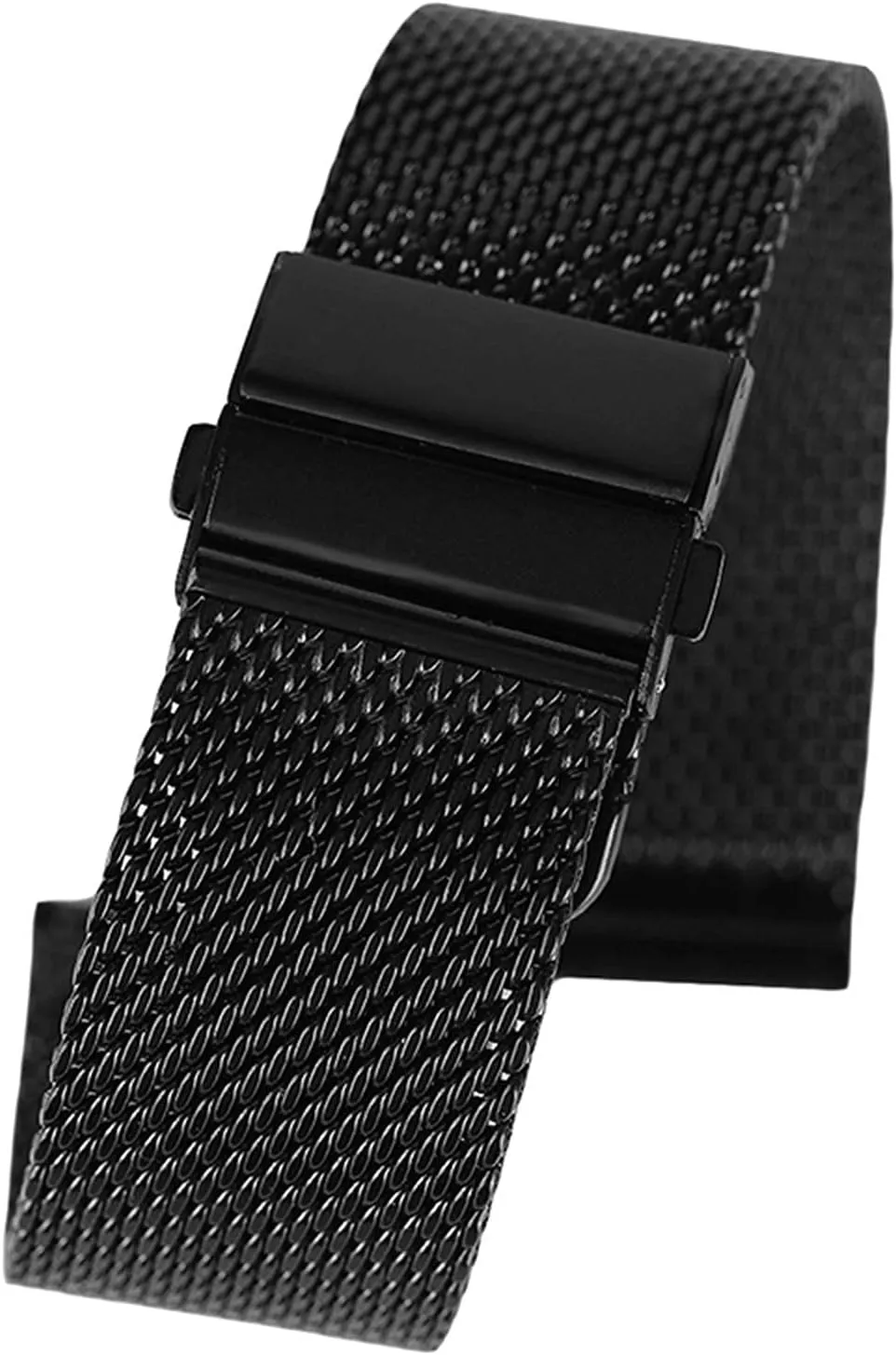 Stainless Steel Strap 18/20/22 mm Bracelet Strap with Hook Buckle flexibly parent slam repel heroism Bracelet Watch Strap, Black Silver mesh 