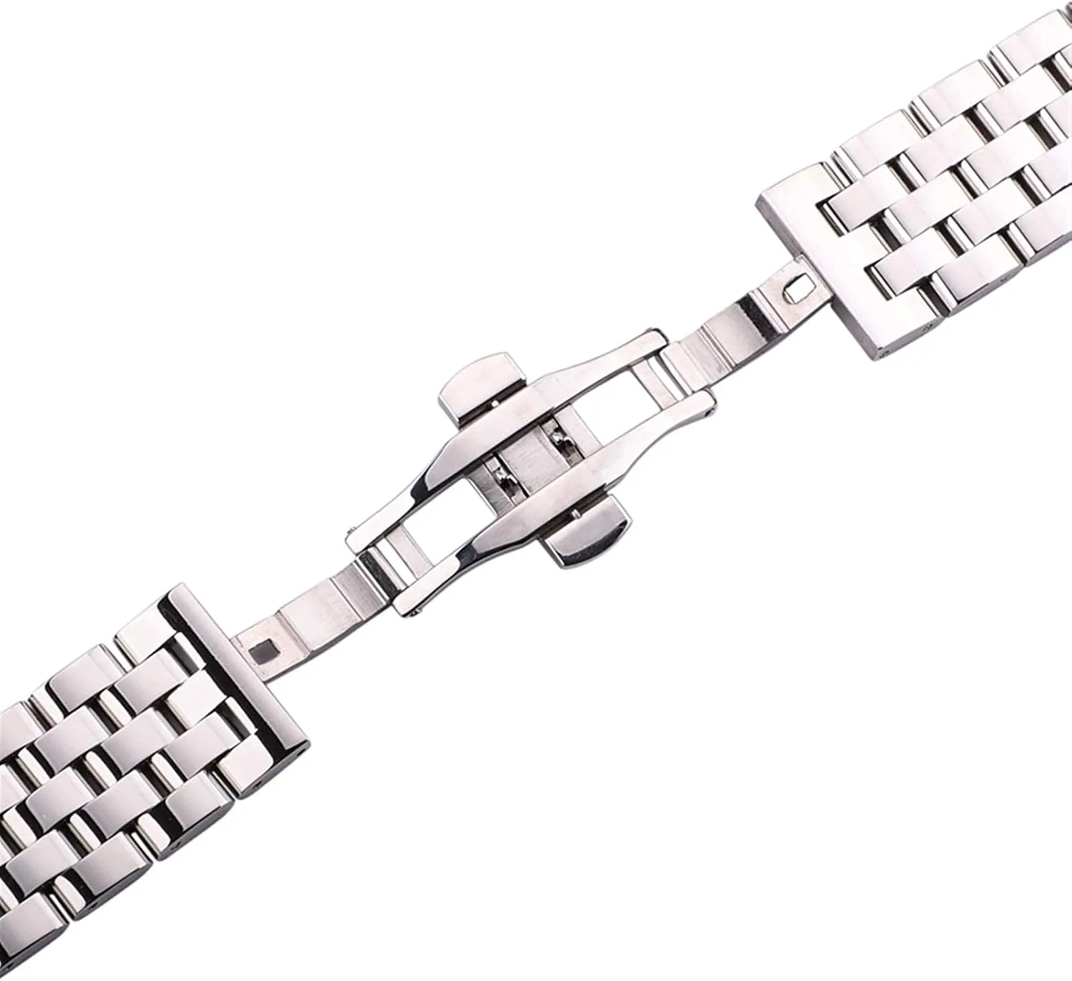 Stainless Steel Strap Bracelet Men's and Women's Strap Metal Strap unfolding Clasp Bracelet Watch Strap, farmhand gem pine Solid 