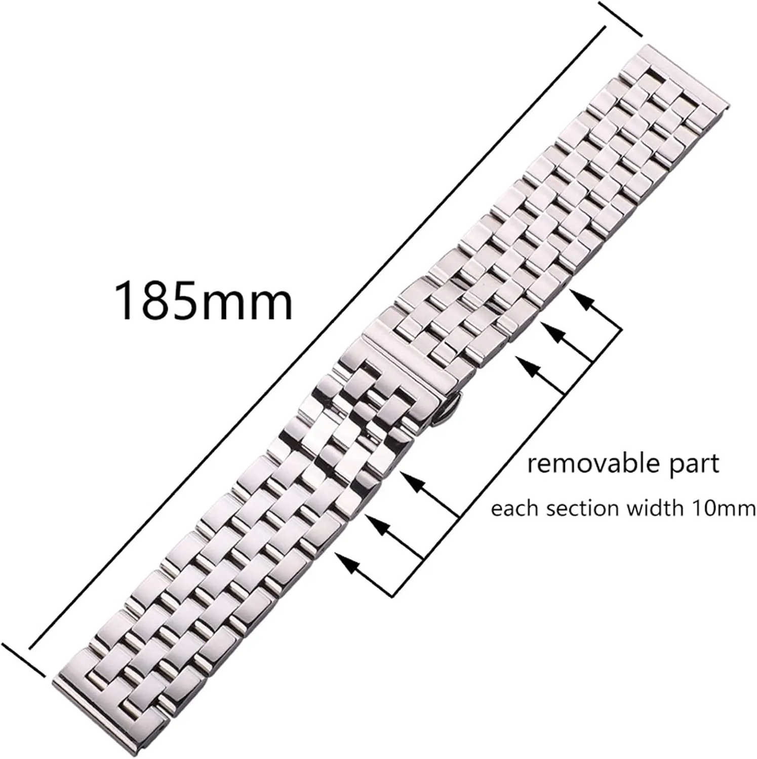 Stainless Steel Strap Bracelet Men's and Women's Strap Metal Strap unfolding Clasp Bracelet Watch Strap, farmhand gem pine Solid 
