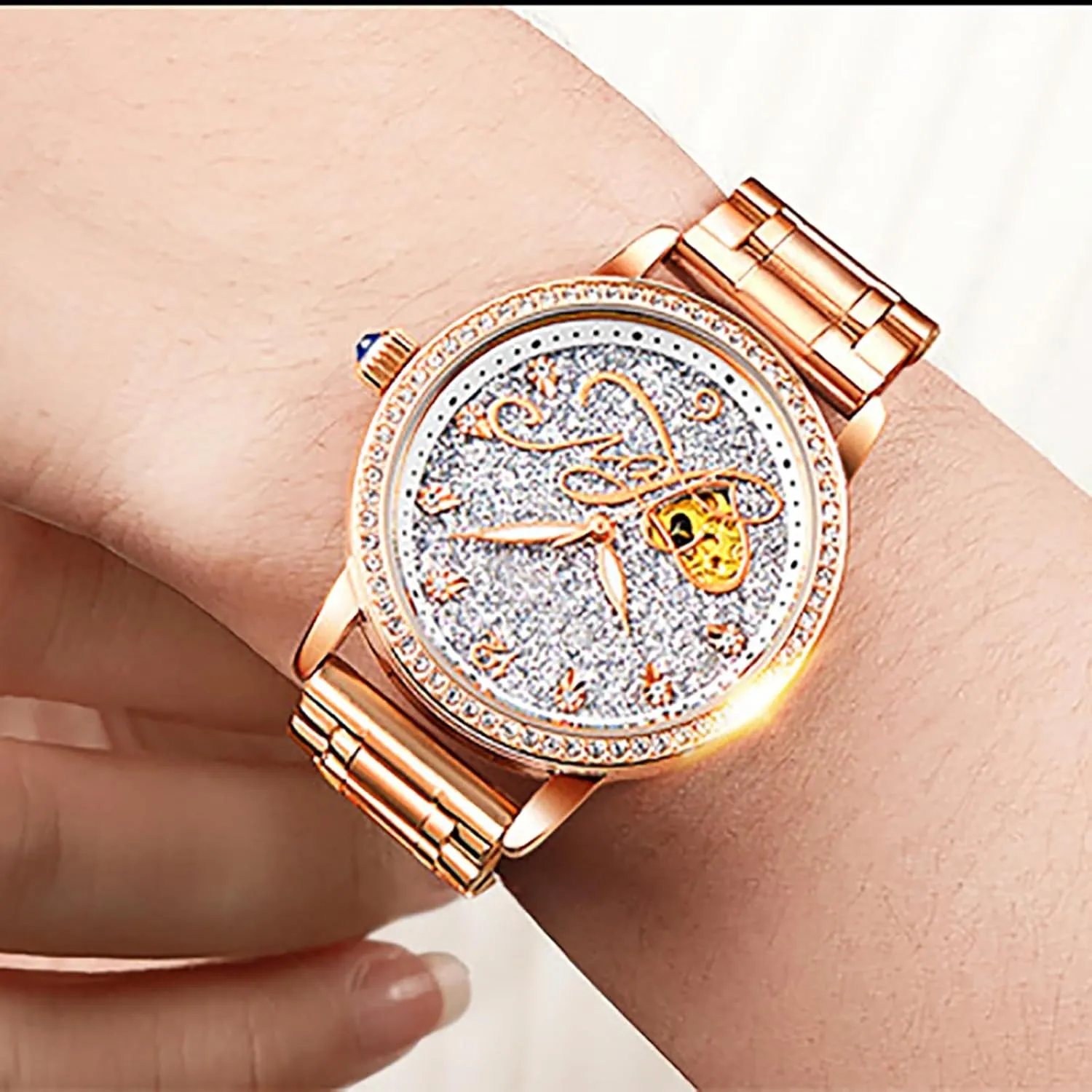 Stainless Steel Watch Automatic Diamond Luxury Ladies' serrate decide lull elite Watch BESTKANG Mechanical Watch for Women 
