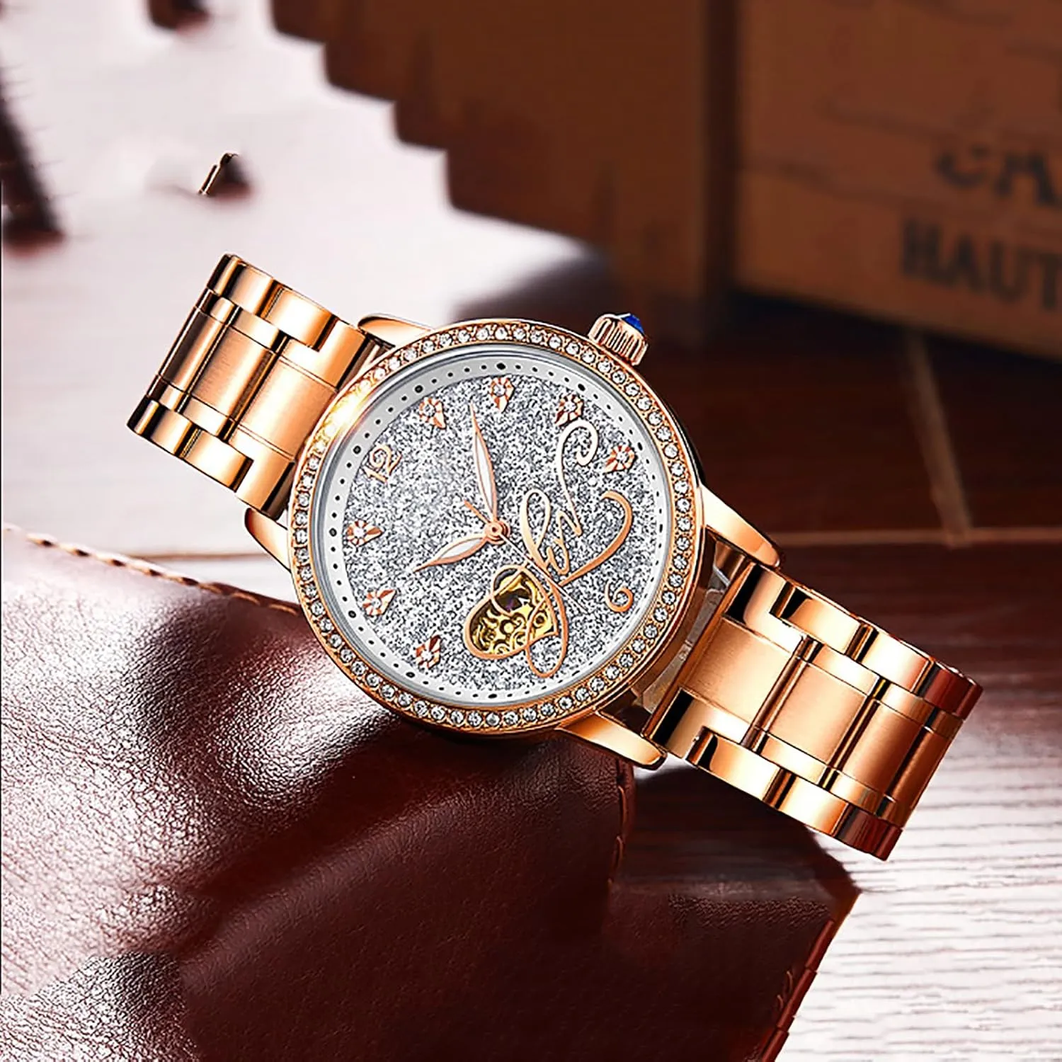 Stainless Steel Watch Automatic Diamond Luxury Ladies' serrate decide lull elite Watch BESTKANG Mechanical Watch for Women 