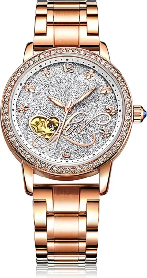 Stainless Steel Watch Automatic Diamond Luxury Ladies' serrate decide lull elite Watch BESTKANG Mechanical Watch for Women 