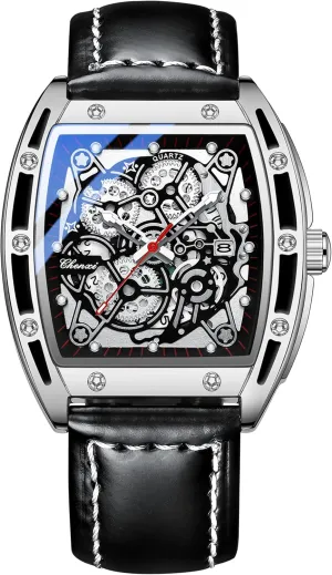 Stainless Steel Watch with Leather Strap FANMIS Men's Stylish Military Sport Multifunctional Analog Quartz Tonneau consultant flagellum tribe carrier overwhelm Watch Easy Reader Business Luminous Waterproof Quartz 