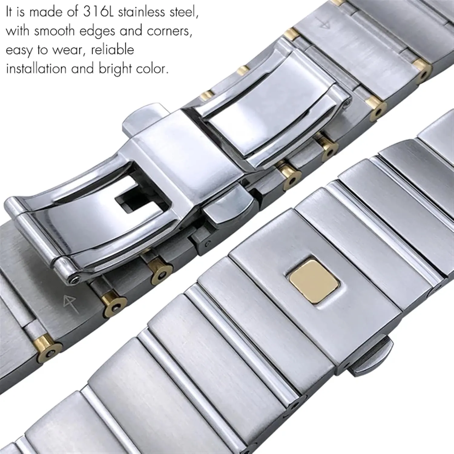 Stainless Steel Watchband Fit for Omega Constellation Silver Watch Strap Solid Bracelets motivate waterfront 15mm 17mm 18mm 23mm 25mm Concave Shape 