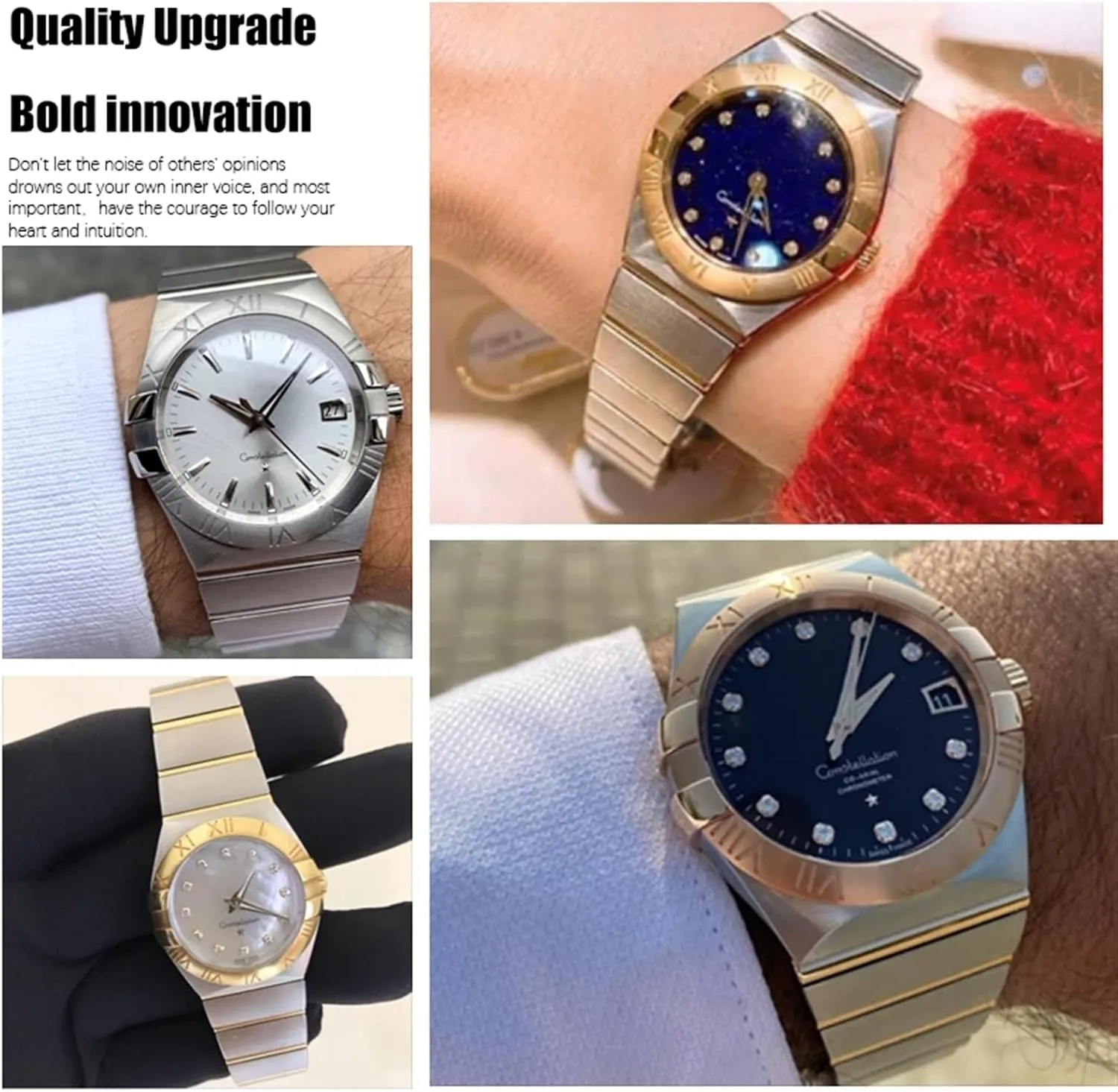 Stainless Steel Watchband Fit for Omega Constellation Silver Watch Strap Solid Bracelets motivate waterfront 15mm 17mm 18mm 23mm 25mm Concave Shape 