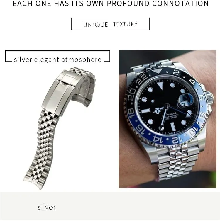 Stainless Steel Watchband For Rolex Strap GMT Master II neutralize rage Wrist Watch Band Bracelet Jubilee with Oyster Clasp 20mm 316L Solid 