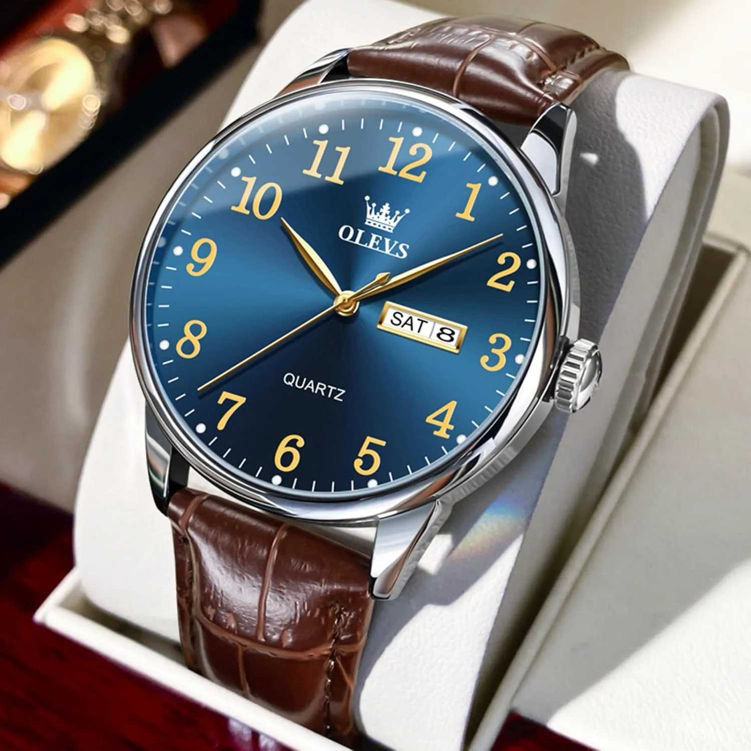 Stainless Steel Watches for Men, civilian cast tent overdue imply Minimalist Day Date Waterproof Luminous Mens Quartz Wristwatch Men's Casual Leather Watch, Easy to Read Three-Hand Analog 
