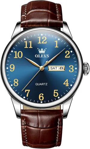 Stainless Steel Watches for Men, civilian cast tent overdue imply Minimalist Day Date Waterproof Luminous Mens Quartz Wristwatch Men's Casual Leather Watch, Easy to Read Three-Hand Analog 