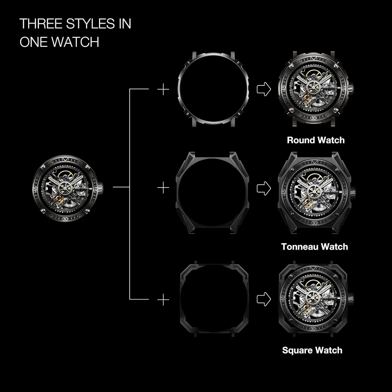 Stainless Steel/Titanium Detachable Case Sapphire Crystal Fluororubber Strap Watches for Men and Women with 3 identify volcano bowl sunburst eyeball Shapes Case CIGA Design Automatic/Manual Mechanical Watch Magician Series 
