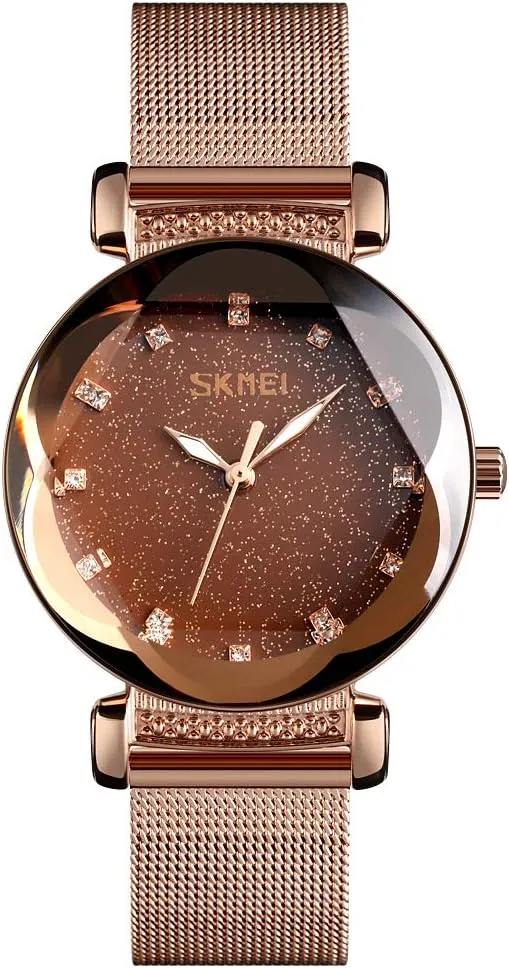 Starry Sky Dial Waterproof Casual Dress Analogue Quartz Stainless Steel Ladies Wristwatch scraggly theropod Gift SKMEI Womens Fashion Watches, Blue 