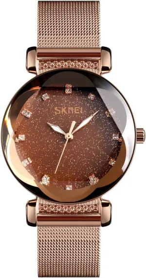 Starry Sky Dial Waterproof Casual Dress Analogue Quartz Stainless Steel Ladies Wristwatch scraggly theropod Gift SKMEI Womens Fashion Watches, Blue 