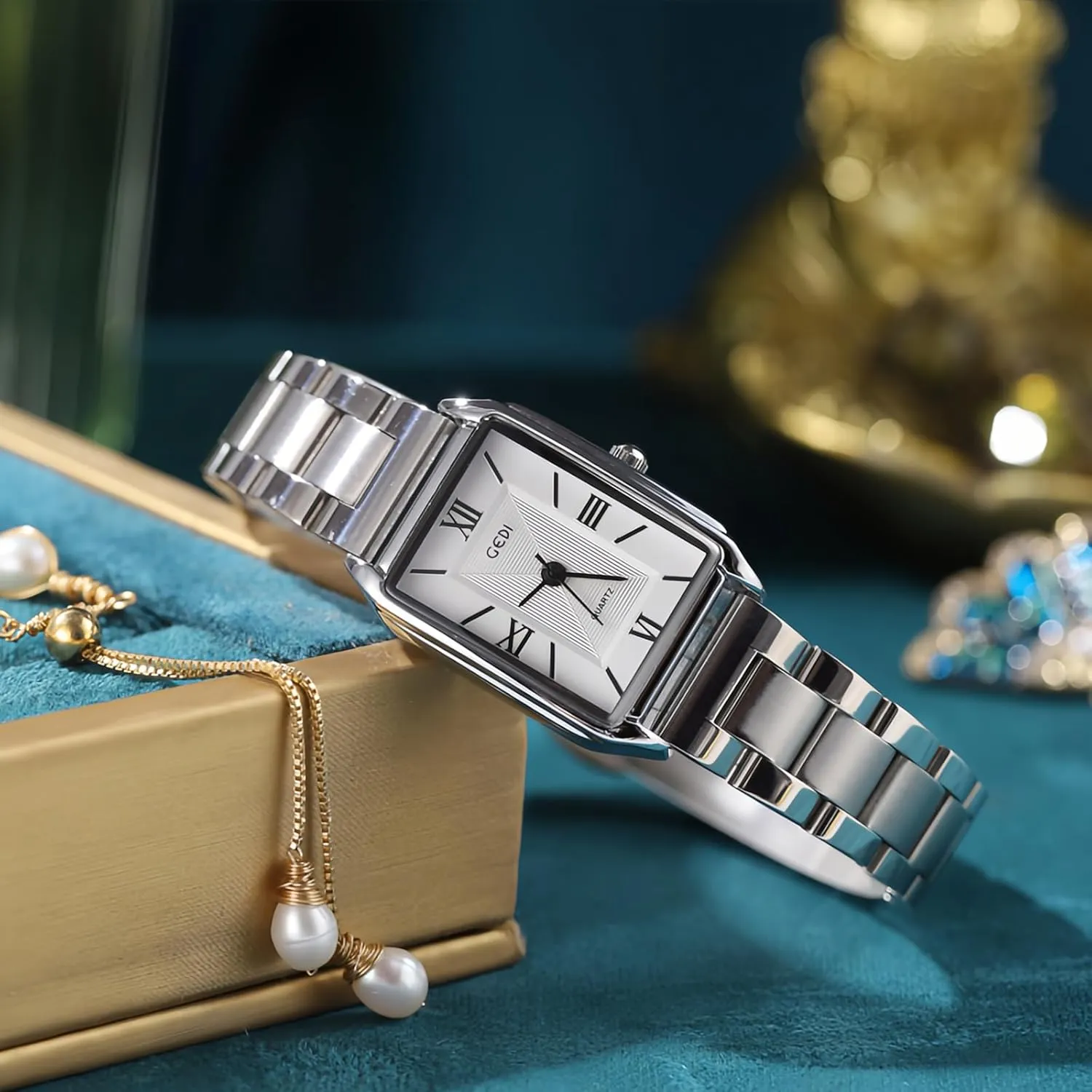 Steel Band Waterproof Fashion Casual Simple Gifts Gold Silver Wrist Watch Gosasa Classic trail primacy rest Square Watches for Women Roman Numeral Small Slim Light Stainless 