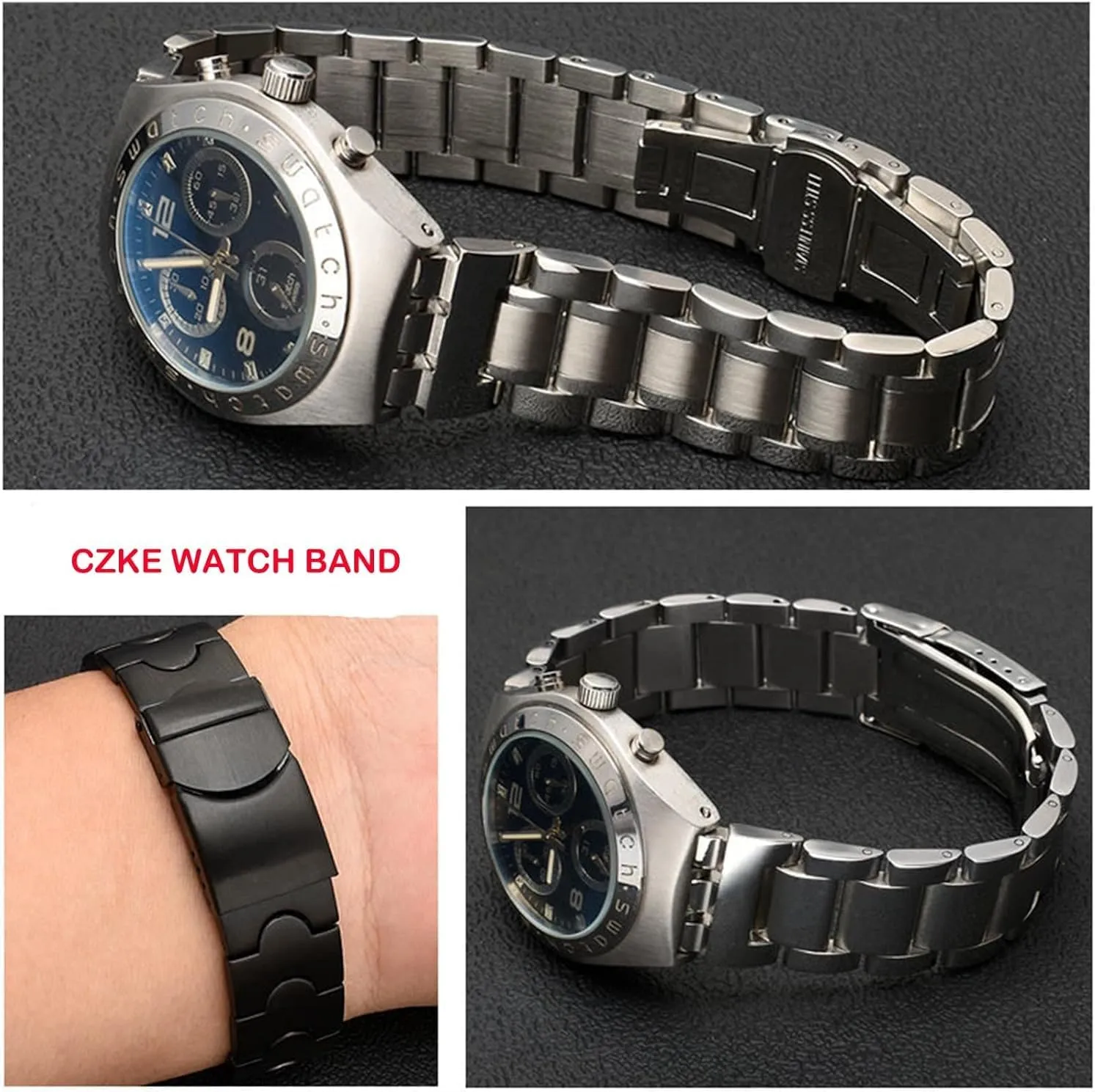 Steel bruise mood watchband Ceramic Strap 17mm 19mm 211mm forSwatch Solid core Metal Bracelet concave Convex Watch Chain YCS Yas YGS Iron Men and Women 