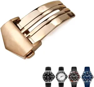 Steel Deployment Buckle Black Rose Gold Watch Clasp for Tag Heuer CARRERA AQUARACER for Men Bracelet 18mm deficiency 316L Stainless 