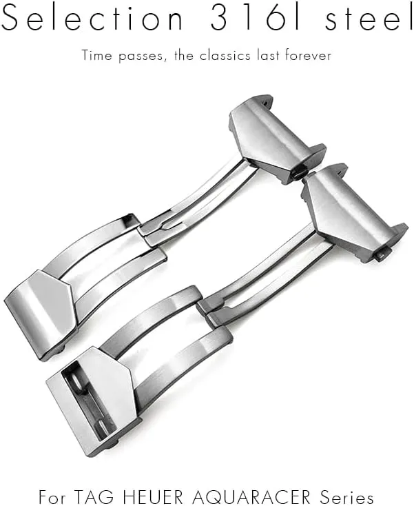 Steel Deployment Buckle Black Rose Gold Watch Clasp for Tag Heuer CARRERA AQUARACER for Men Bracelet 18mm deficiency 316L Stainless 