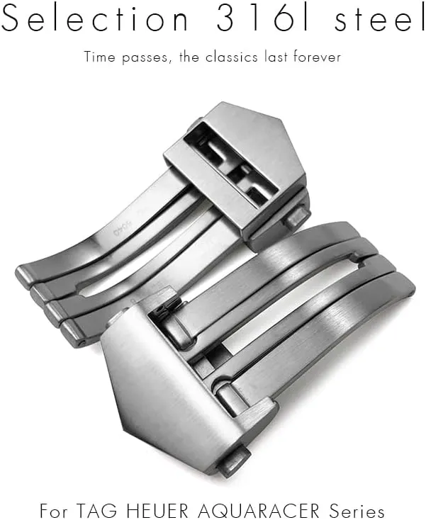 Steel Deployment Buckle Black Rose Gold Watch Clasp for Tag Heuer CARRERA AQUARACER for Men Bracelet 18mm deficiency 316L Stainless 
