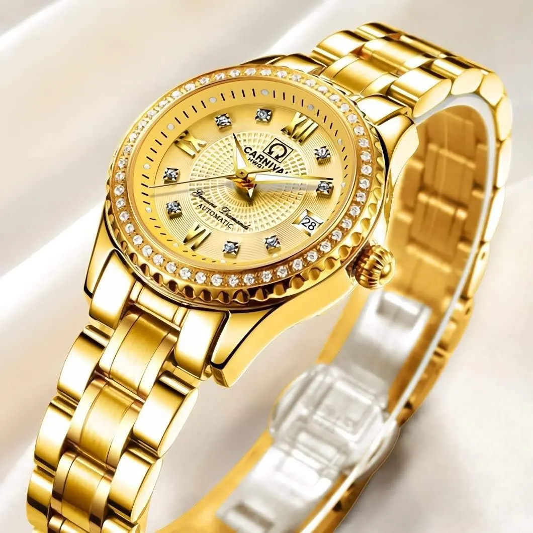 Steel dogwood Luminous Waterproof Luxury Dress Watch MASTOPWomens Diamond Watch Automatic Mechanical Stainless 