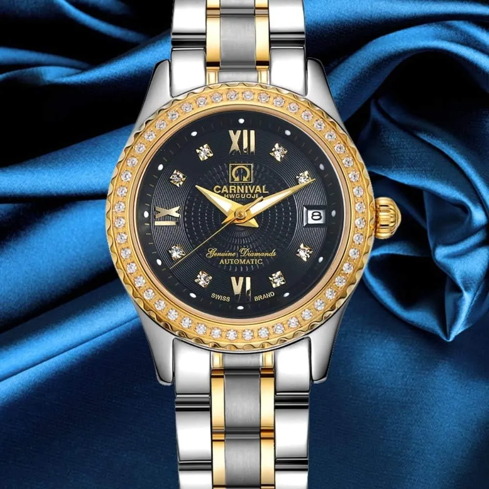 Steel dogwood Luminous Waterproof Luxury Dress Watch MASTOPWomens Diamond Watch Automatic Mechanical Stainless 