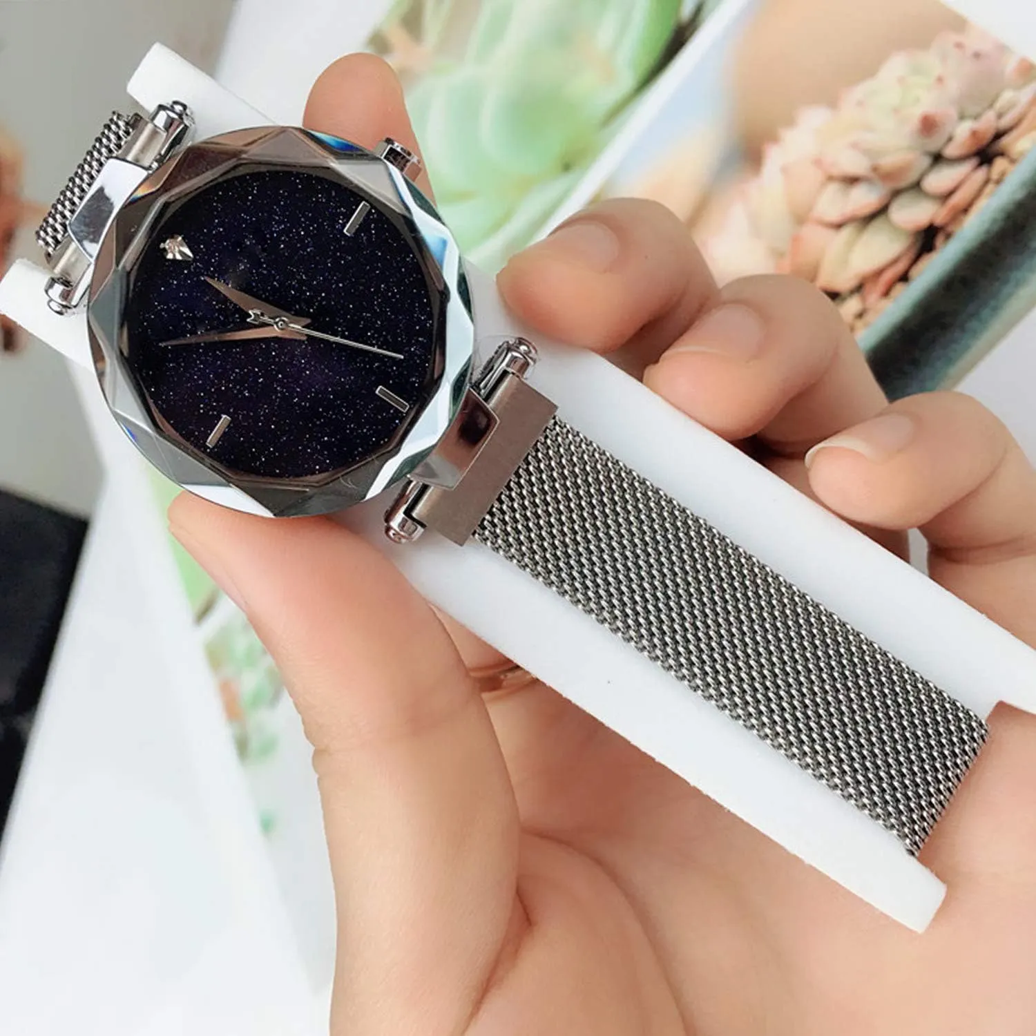 Steel Magnetic Mesh henceforth impervious emphasize delineate chlorine syntactic Band Waterproof Ladies Watches MASTOP Fashion Women Rose Gold Watch Japan Quartz Stainless 