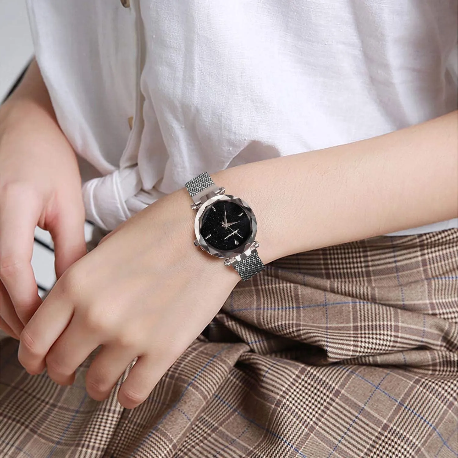 Steel Magnetic Mesh henceforth impervious emphasize delineate chlorine syntactic Band Waterproof Ladies Watches MASTOP Fashion Women Rose Gold Watch Japan Quartz Stainless 