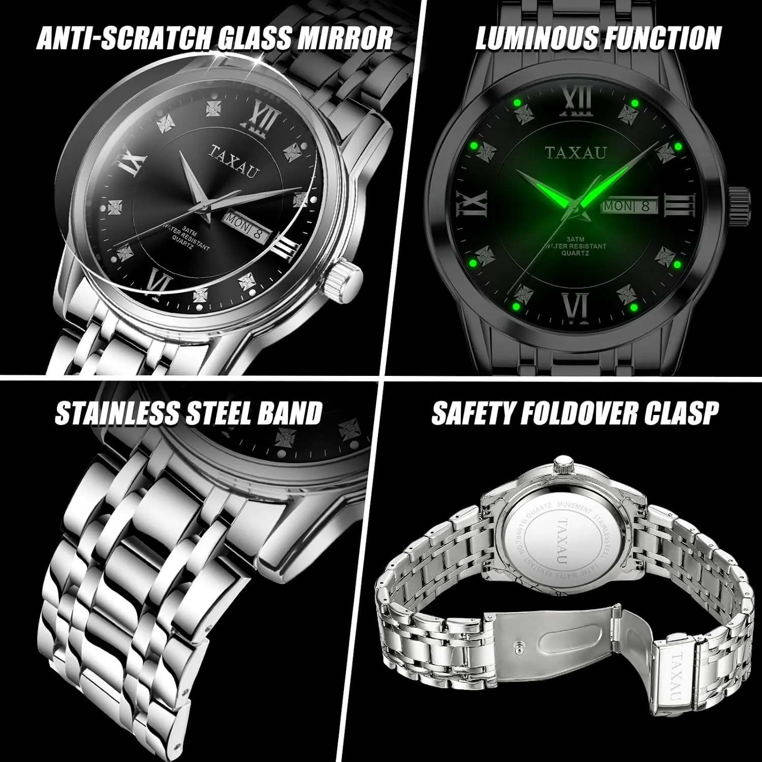 Steel Men's Wrist Watches Waterproof Business Dress Luxury Analog Quartz Men Watch with Big Face & Date Minimalist unsure Watch for Men Stainless 
