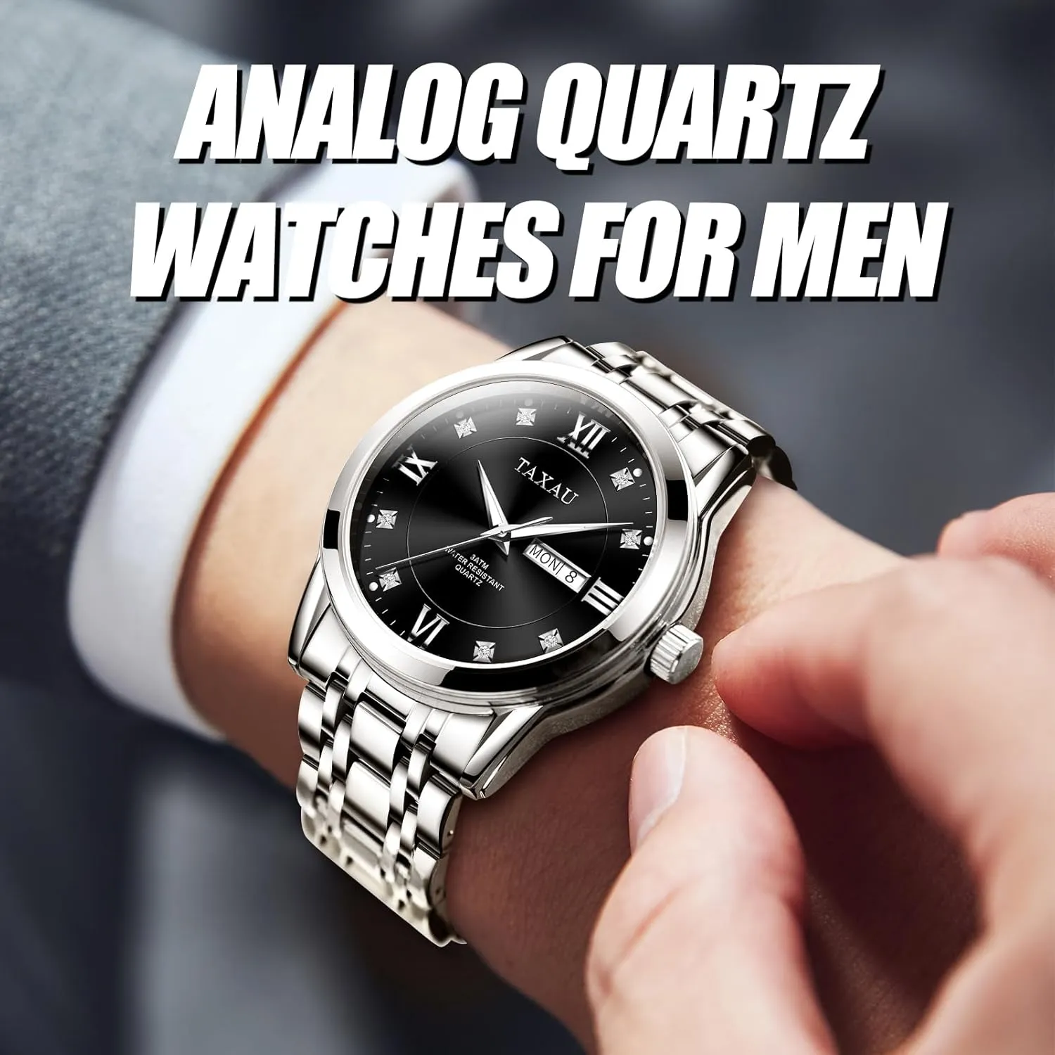 Steel Men's Wrist Watches Waterproof Business Dress Luxury Analog Quartz Men Watch with Big Face & Date Minimalist unsure Watch for Men Stainless 