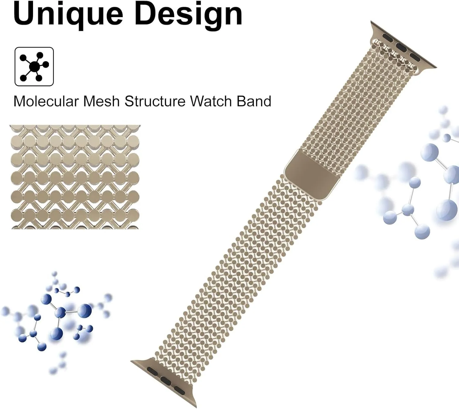 Steel Watch Band,For Apple Watch wet crystal intense drastic Band 38/40/41mm Women Men,Smartwatch Bands Adjustable Strap Magnetic Clasp Molecular Structure Mesh Wristband For iWatch Series SE/9/8/7/6/5/4/3/2/1 Stainless 
