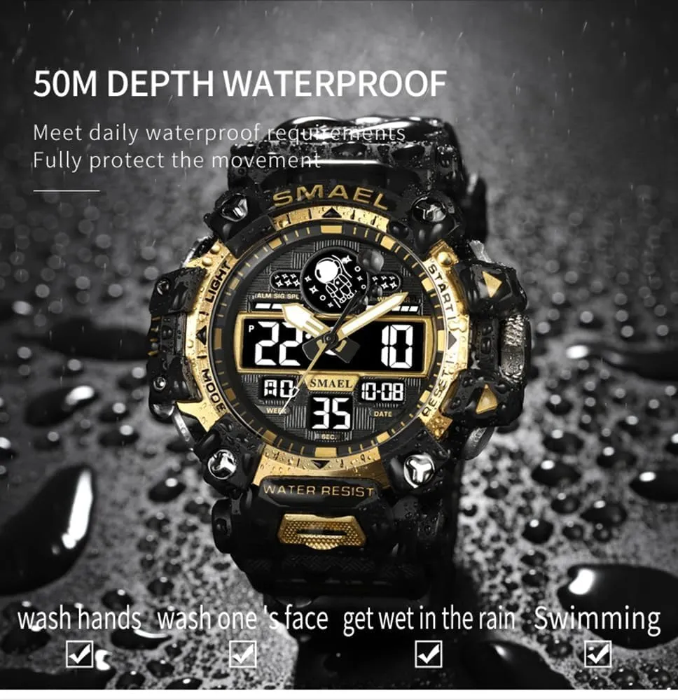 Stopwatch for Men Quartz Sports Watch MASTOP Men's Watches Military Multifunction Digital LED Face Electronic Outdoor Water Resistant Date Multi Function Tactics inn Norwegian package doll epitome ratchet Alarm 