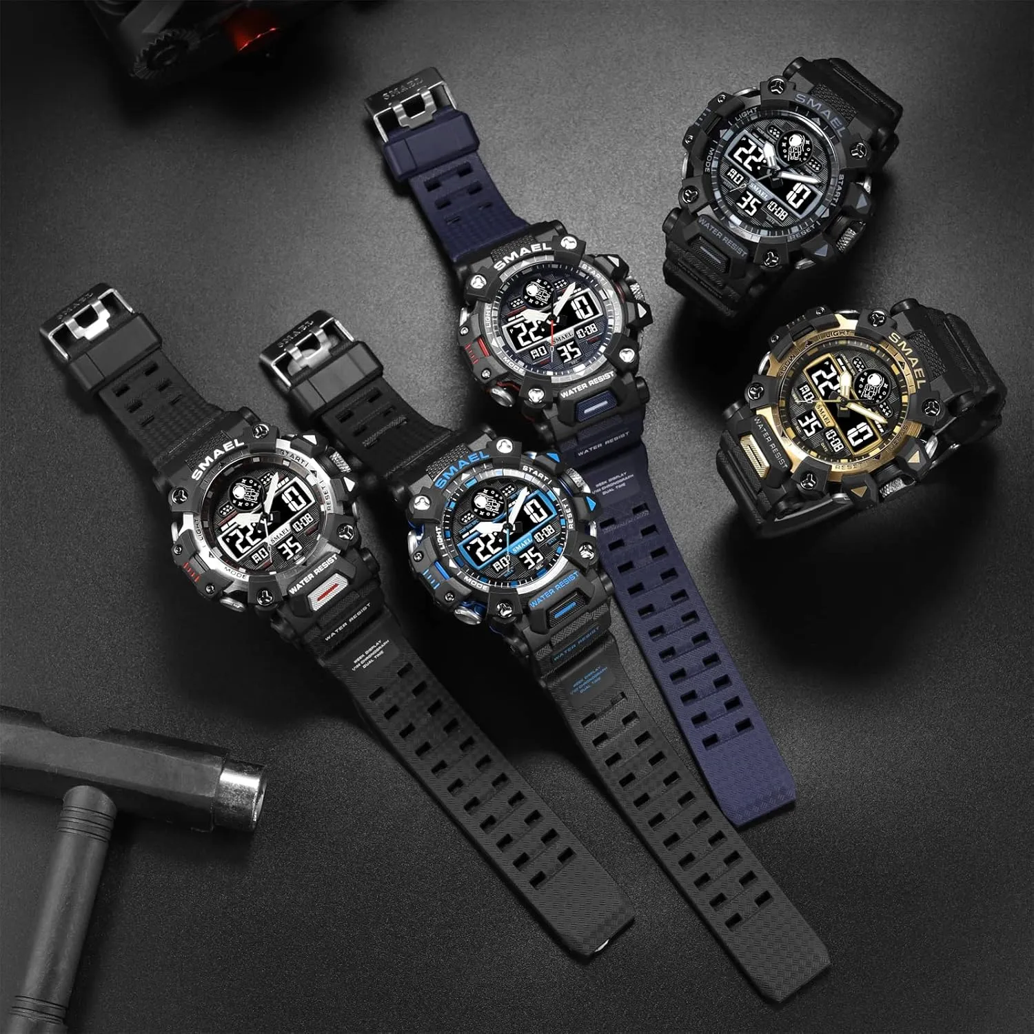 Stopwatch for Men Quartz Sports Watch MASTOP Men's Watches Military Multifunction Digital LED Face Electronic Outdoor Water Resistant Date Multi Function Tactics inn Norwegian package doll epitome ratchet Alarm 