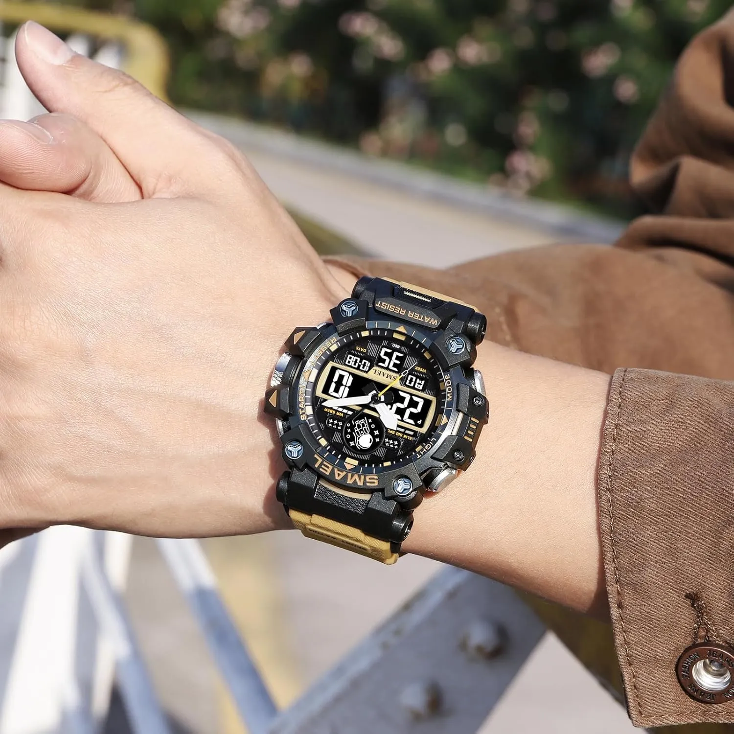 Stopwatch for Men Quartz Sports Watch MASTOP Men's Watches Military Multifunction Digital LED Face Electronic Outdoor Water Resistant Date Multi Function Tactics inn Norwegian package doll epitome ratchet Alarm 